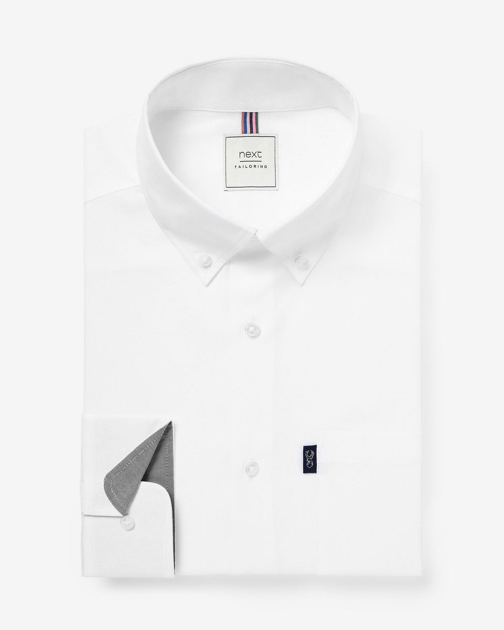 Next Easy Iron  Button Down Oxford Shirt White Pocket Slim Fit