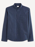 CELIO Printed Shirt with Button-Down Collar Blue Regular