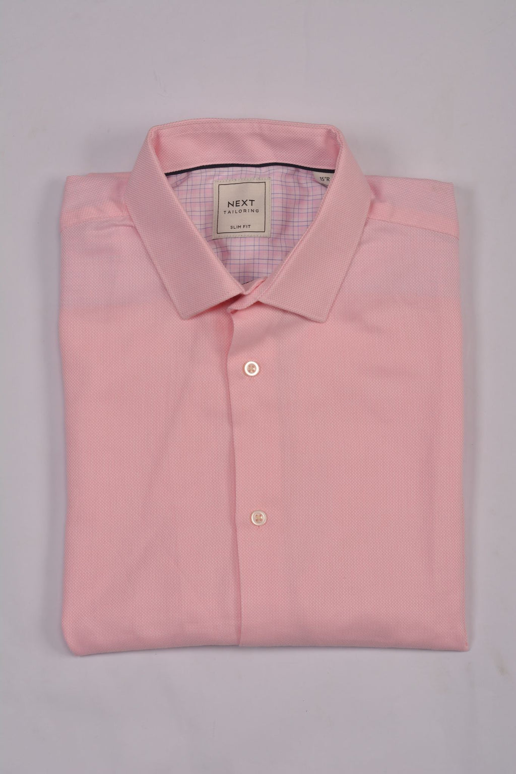 Next Easy Iron  Oxford Shirt Pink Texture Slim Fit