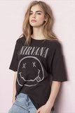 H&M Oversized T-Shirt Black Nirvana with Grey