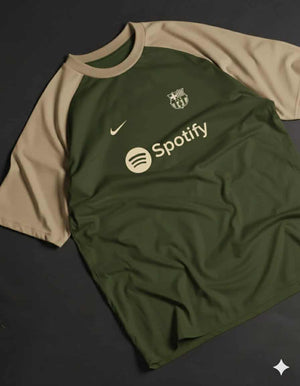 FC Barcelona Drop Shoulder Raglan T shirt  Olive/beige