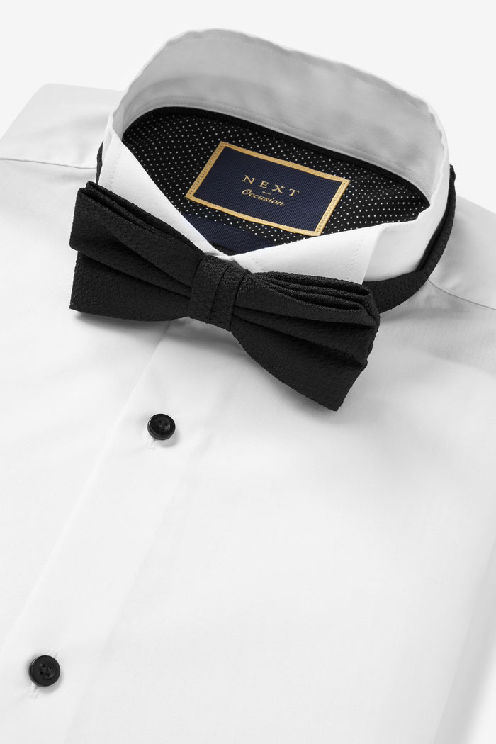 Next Easy Iron  Oxford White with Bow Tie Regular Fit