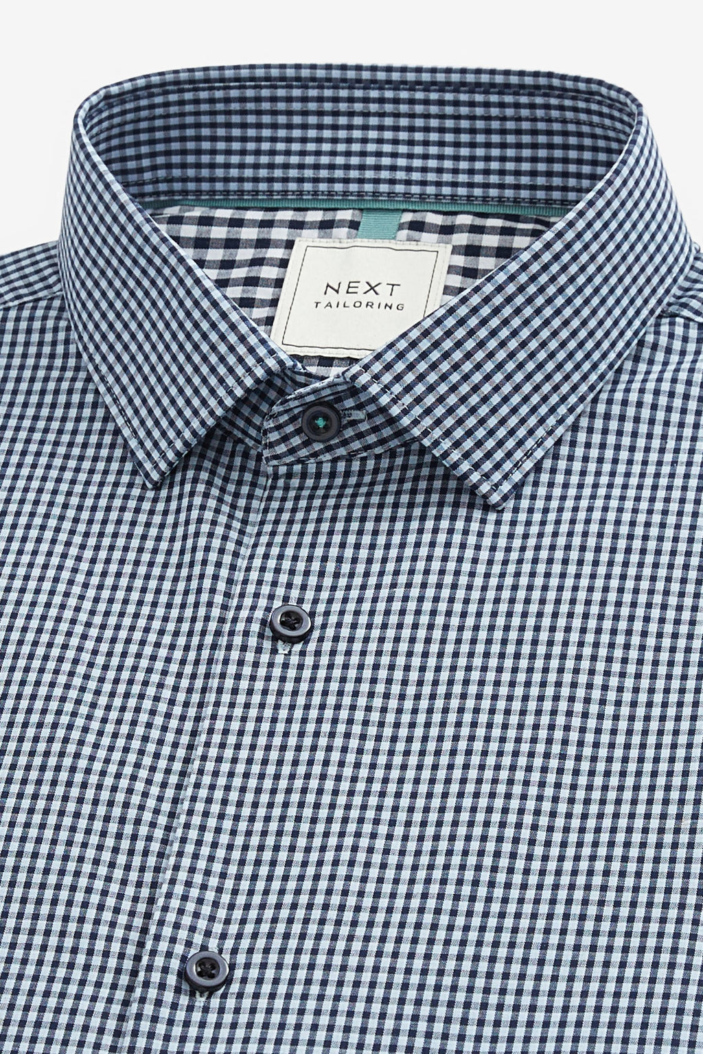 Next Easy Iron  Oxford Shirt Blue Square Check Regular Fit