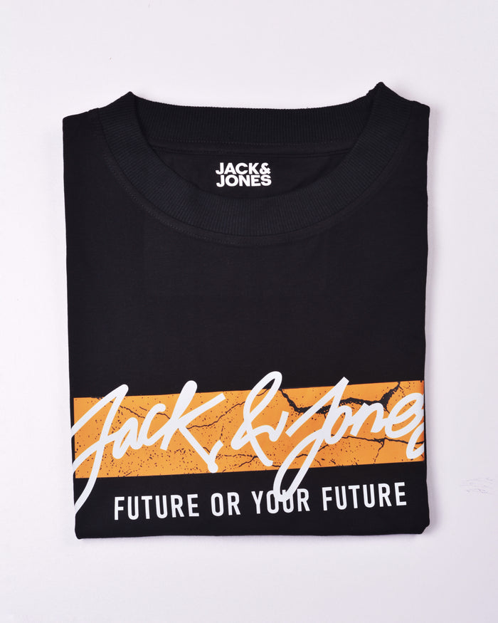 Jack&Jones Printed Crew Neck T-Shirt Square Orange
