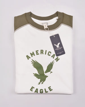 Ae Super Soft Raglan Logo Graphic T-shirt Contrast Stitch Green/White