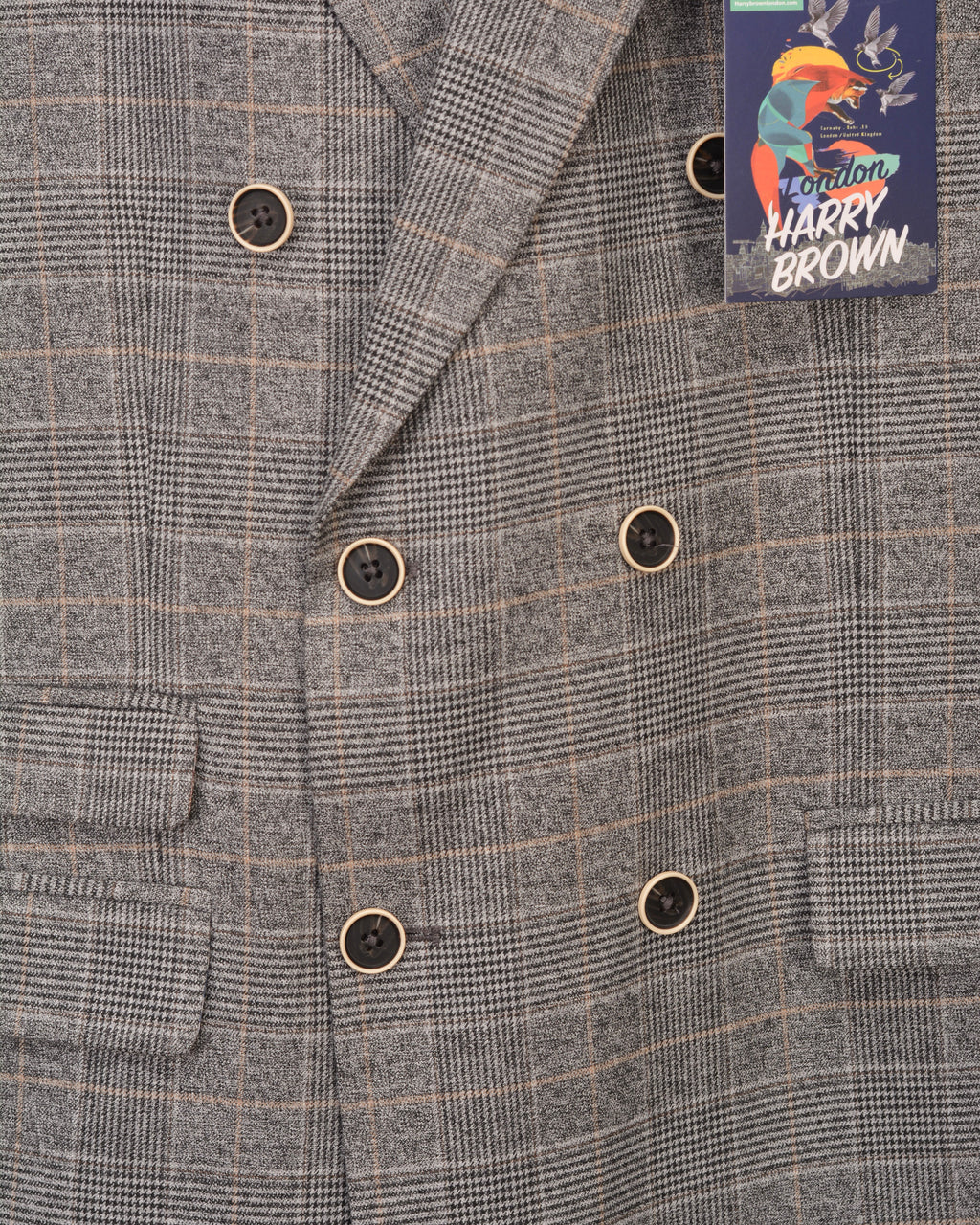 Harry Brown Double-Breasted SUIT IN GREY CHECK