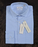 Calvin klein Steel Solid Herringbone Dress Shirt Blue Texture