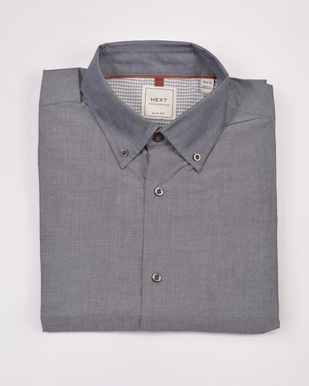 Next Easy Iron  Button Down Oxford Shirt Grey  Slim Fit