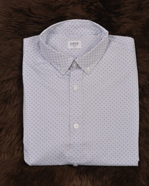 CELIO Printed Shirt with Button-Down Collar Light Blue  Slim Fit
