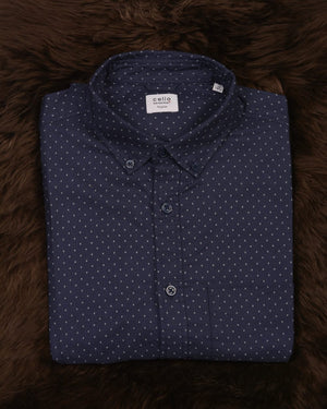 CELIO Printed Shirt with Button-Down Collar Blue Regular