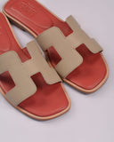 H CUT-OUT WOMEN ORAN SANDAL CONTRAST RED AND BEIGE