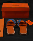 H CUT-OUT WOMEN ORAN SANDAL CONTRAST BLUE AND ORANGE