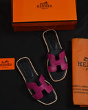 H CUT-OUT WOMEN ORAN SANDAL CONTRAST BLACK AND MAGENTA