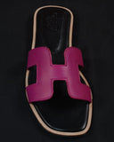 H CUT-OUT WOMEN ORAN SANDAL CONTRAST BLACK AND MAGENTA