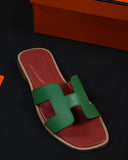 H CUT-OUT WOMEN ORAN SANDAL CONTRAST RED AND GREEN