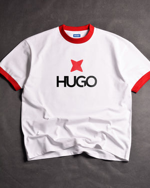 Hugo Newromi Ringer White/Red Drop Shoulder T-Shirt