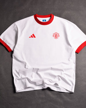 Manchester United  Football Ringer  T-Shirt White/Red