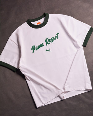 P Ecru Premium Essentials  Ringer White/Green Drop Shoulder T-Shirt