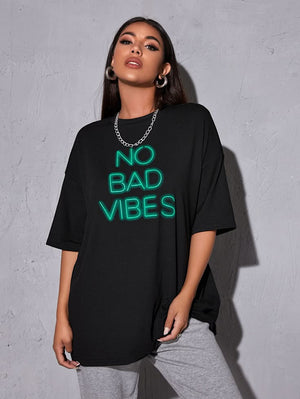 H&M Oversized T-Shirt NO BAD VIBES