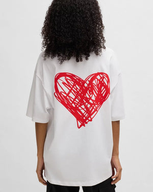 HUGO Cotton-jersey T-shirt with heart artwork