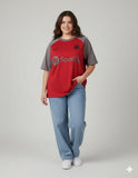 FC Barcelona Drop Shoulder Raglan T shirt Maroon/Grey