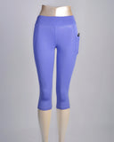 Newcential Women Shorts Capri Tights-light purple leg side pocket.
