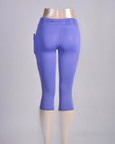 Newcential Women Shorts Capri Tights-light purple leg side pocket.