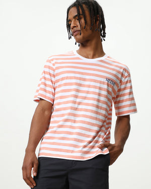Lefties THICK STRIPE PRINTED T-SHIRT Orange/White