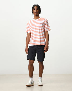 Lefties THICK STRIPE PRINTED T-SHIRT Orange/White