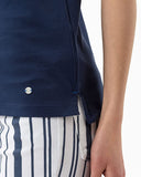 BRAX Women's Style Cleo Finest Pique Stretch Polo Shirt Blue (Indigo 23)