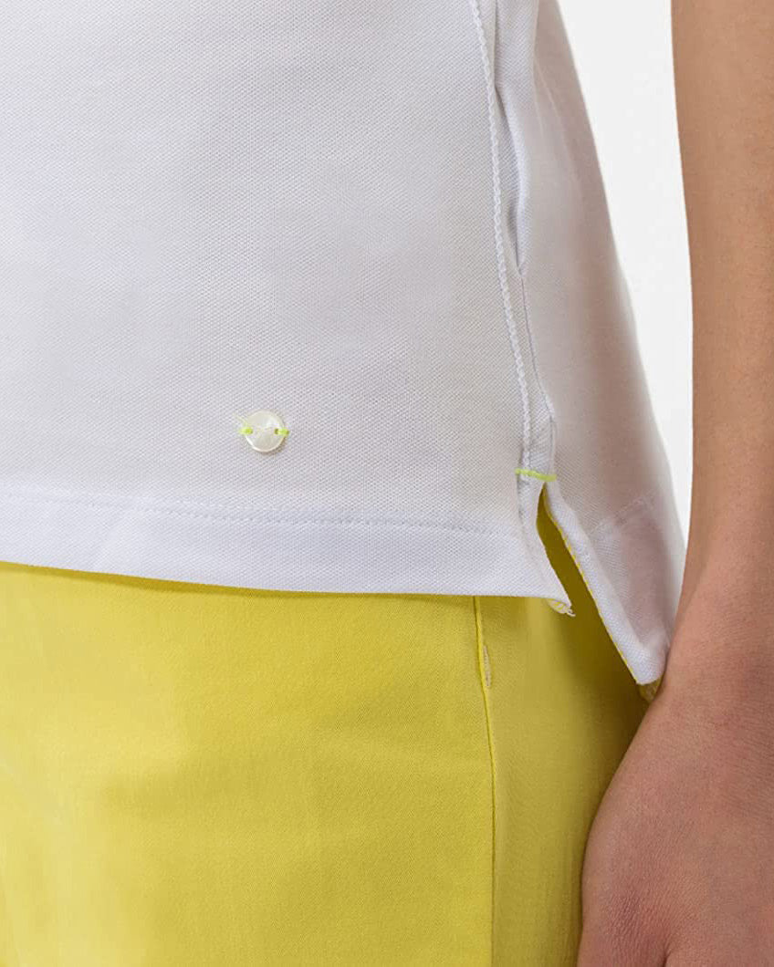 BRAX Women's Style Cleo Finest Pique Stretch Polo Shirt White