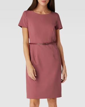 Montego Knee-length dress with a belt in antique pin