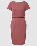 Montego Knee-length dress with a belt in antique pin