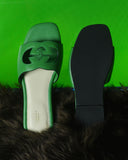 G Cut-Out Women's lnterlocking Slide Sandal GREEN