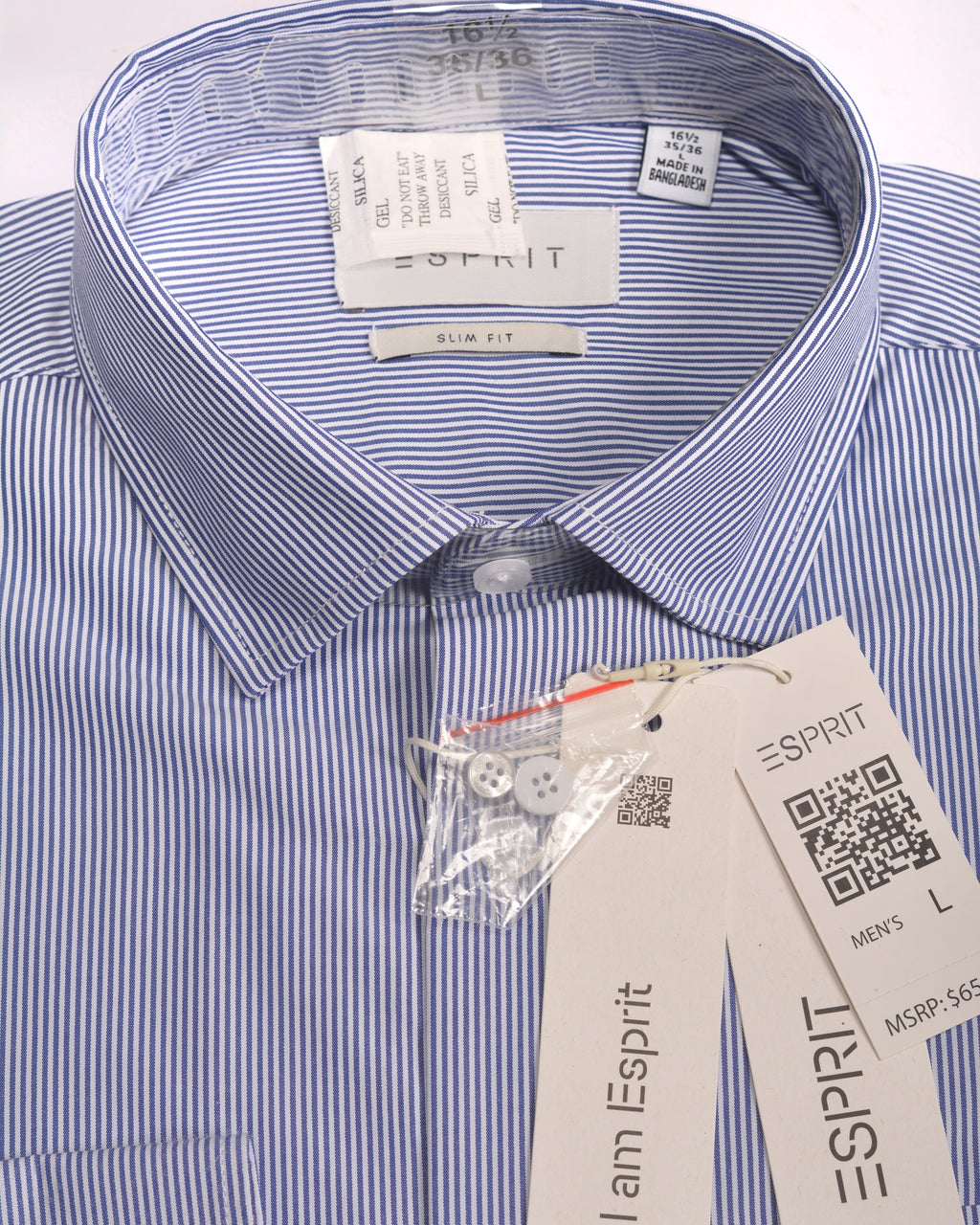 Esprit Slim fit sustainable cotton shirt Blue Stripe