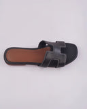 H CUT-OUT WOMEN ORAN SANDAL NEW BLACK WITH  BROWN LOWER
