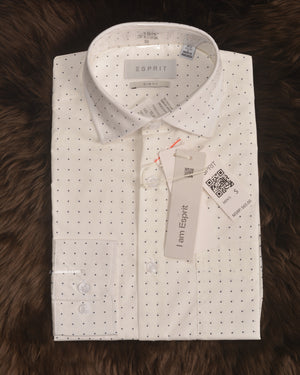 Esprit Slim fit sustainable cotton shirt Dot White