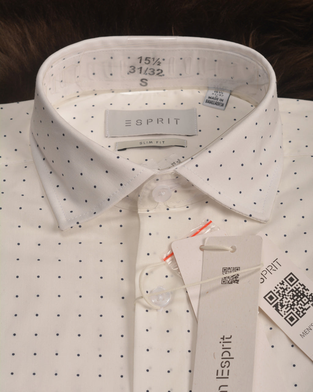 Esprit Slim fit sustainable cotton shirt Dot White