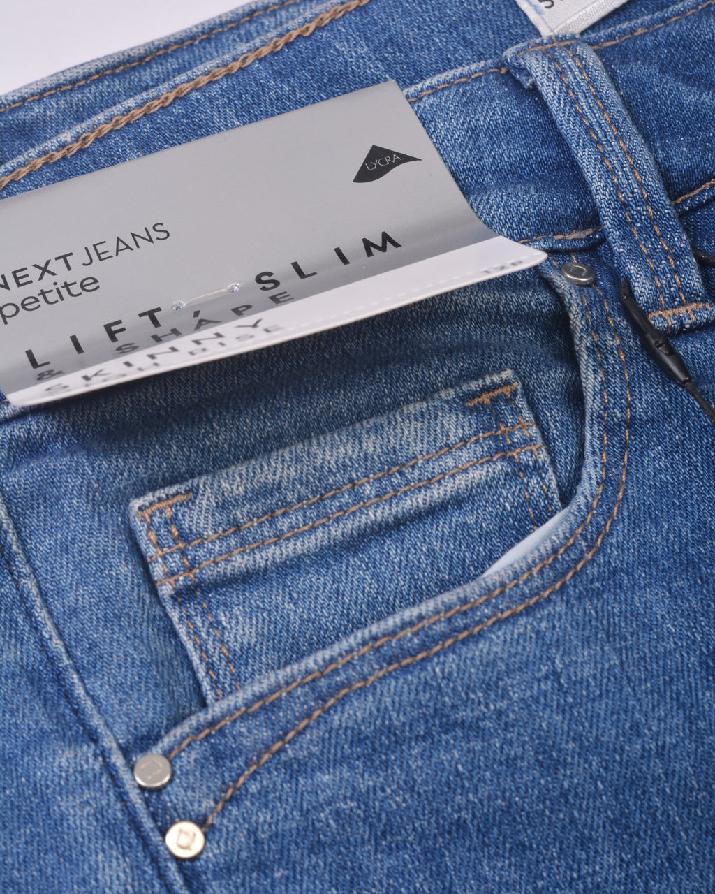 NEXT Single Button Lift, Slim & Shape Skinny Jeans Deep Blue