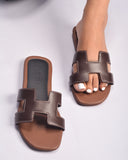 H CUT-OUT WOMEN ORAN SANDAL NEW BROWN WITH  BLACK LOWER
