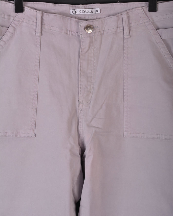 QUIOSQUE© GRAY TROUSERS  WITH Silver BUCKLES