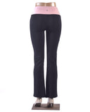 Bally Fold-Over Flare Yoga Pant Black And pink