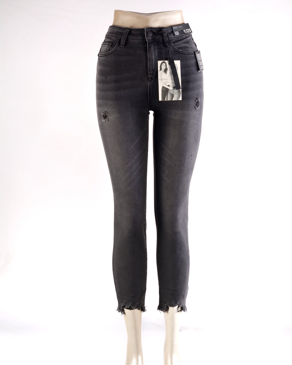 Kendall & Kylie Distressed High-Rise Cropped Slim Straight Jeans