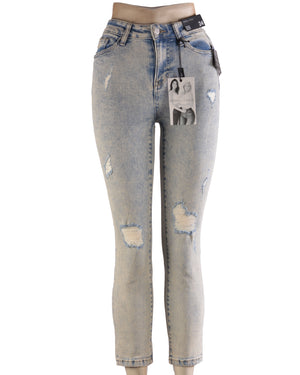 Kendall & Kylie Icon High Rise Straight Jeans Light Wash Distressed