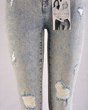 Kendall & Kylie Icon High Rise Straight Jeans Light Wash Distressed
