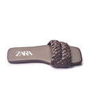 ZARA WOVEN FLAT SANDALS BROWN