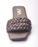 ZARA WOVEN FLAT SANDALS BROWN