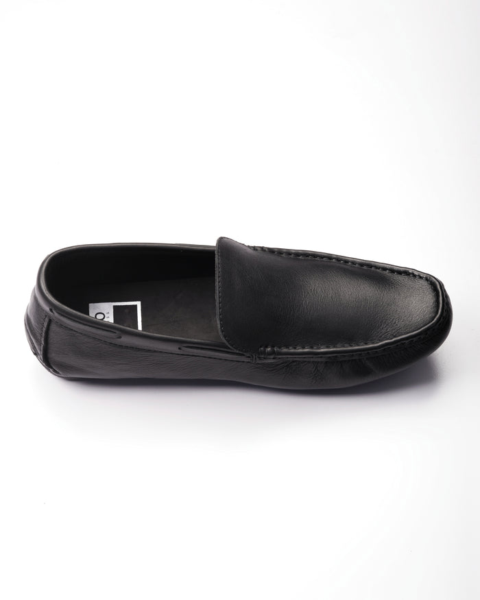 HUGO BOSS SUEDE SLIP-ON MOCCASINS BLACK