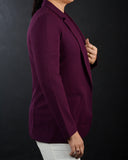 Reitmans Tailored Collar Crepe Unlined Blazer with Pockets  Dark Bloom