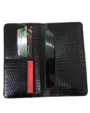 Leather long wallet Black Crocodile Embossed